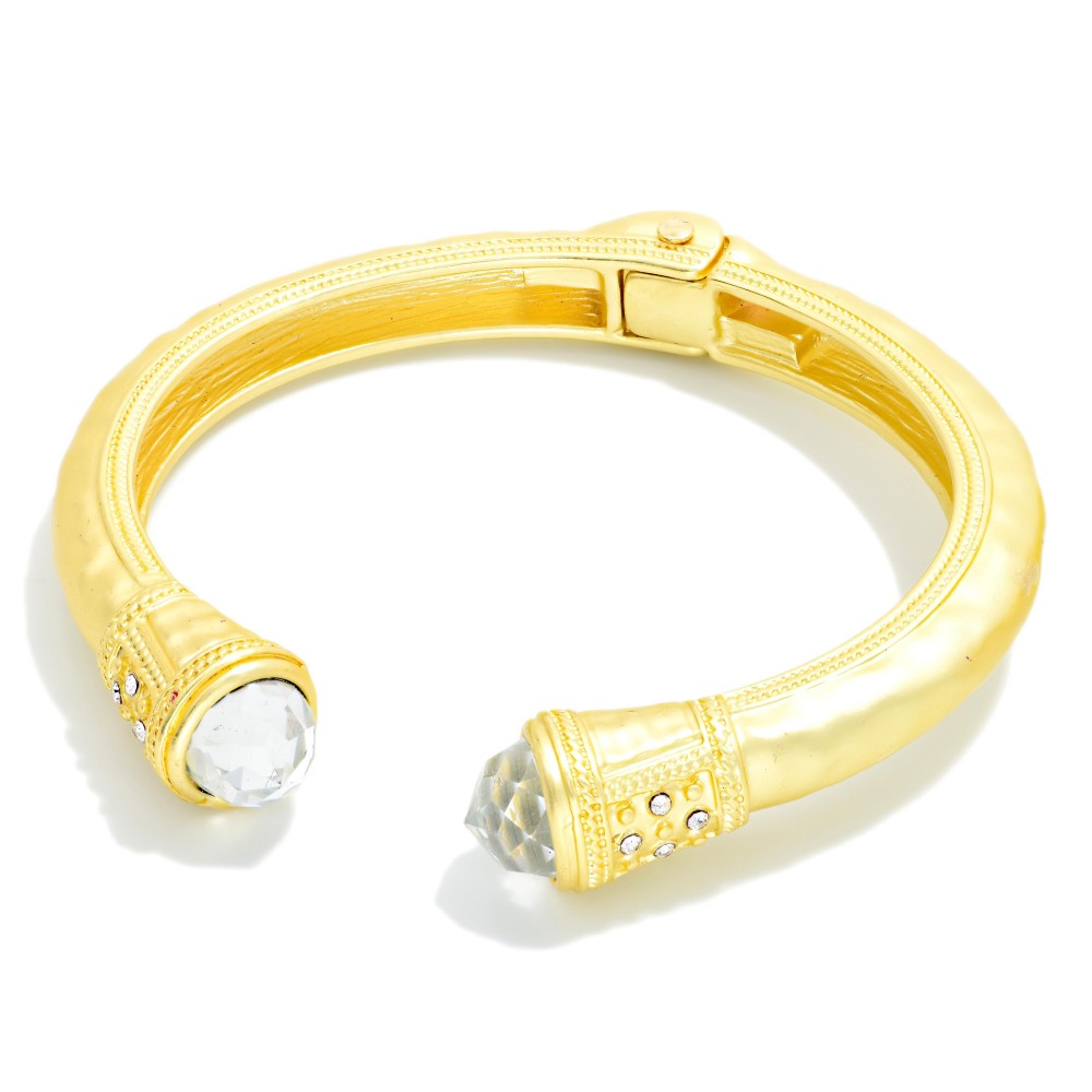 Hammered Gold Stone Bracelet