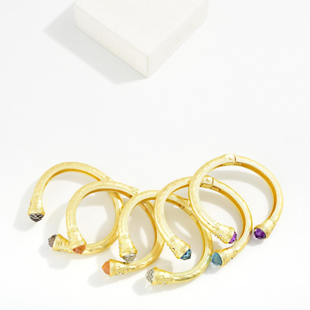 Hammered Gold Stone Bracelet