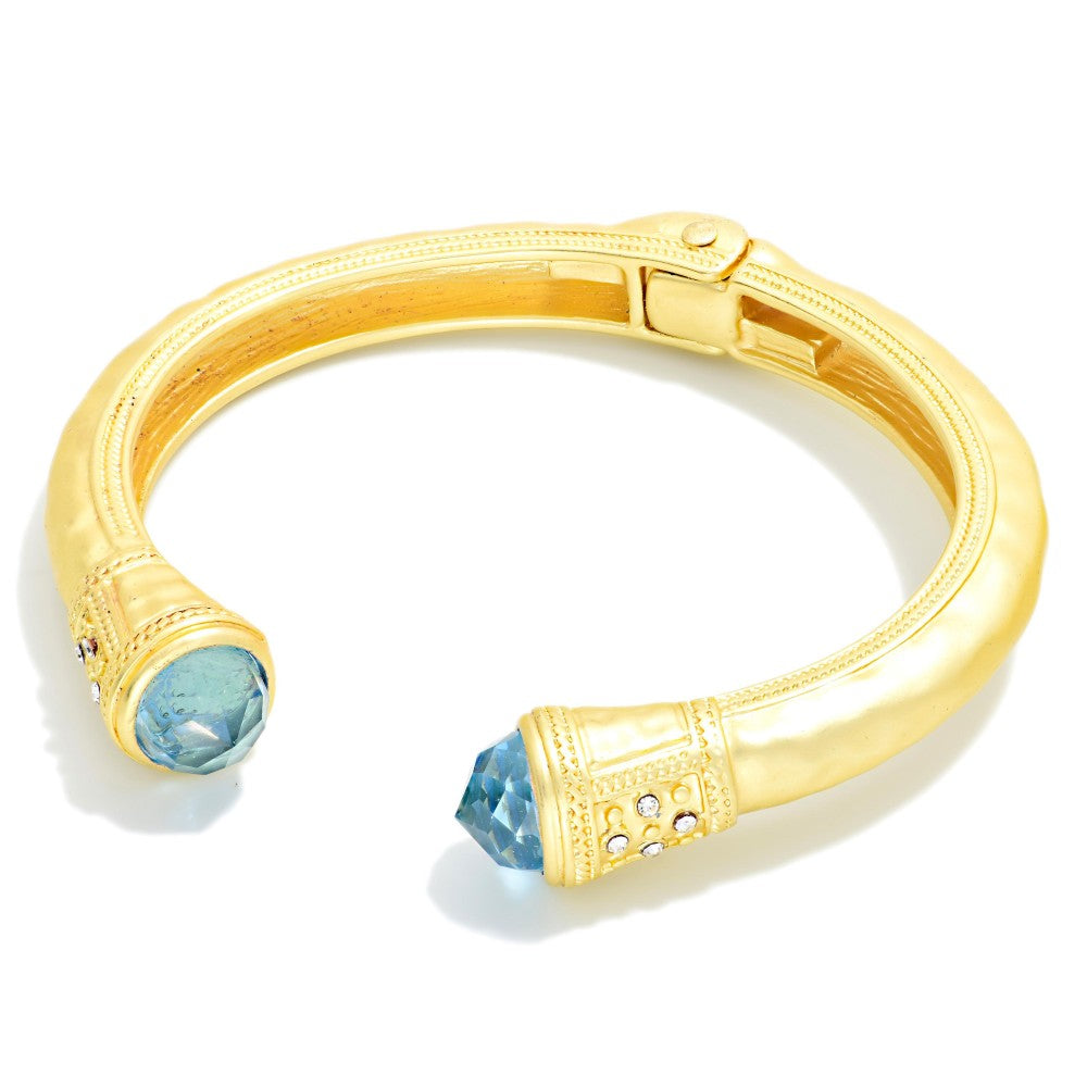 Hammered Gold Stone Bracelet
