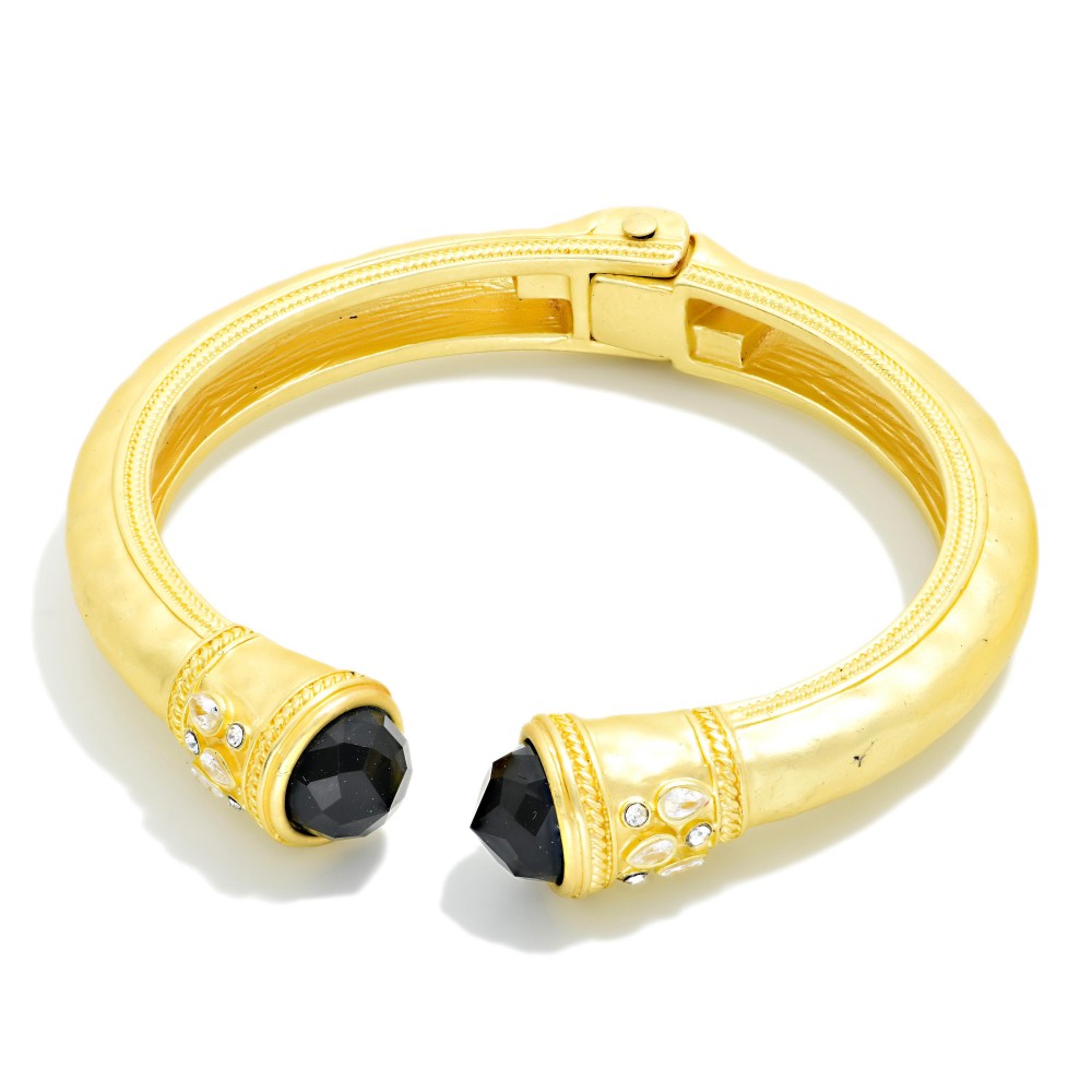 Hammered Gold Stone Bracelet