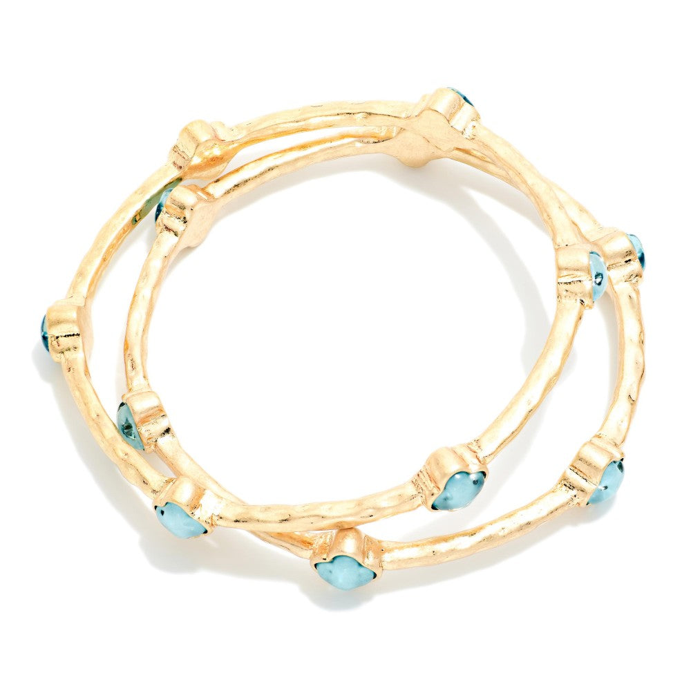 Gold Clover Stones Bracelet Set (2)