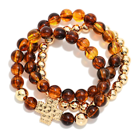 Tortoise Beaded Bracelet Set (3)
