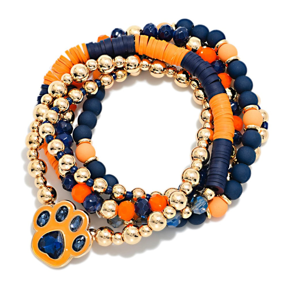 Paw Print Beaded Bracelet Set (5)