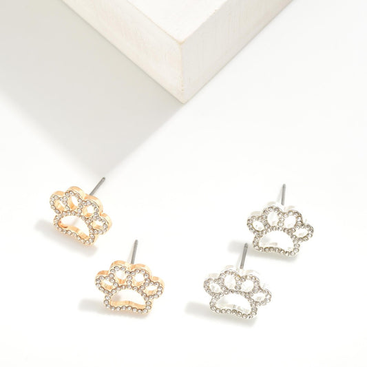 Rhinestone Tiger Paw Earrings