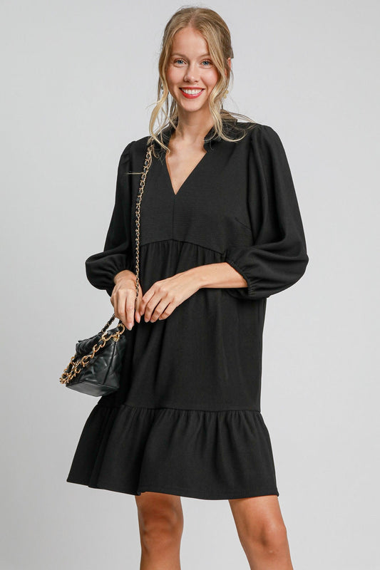 Black Ribbed Knit Dress