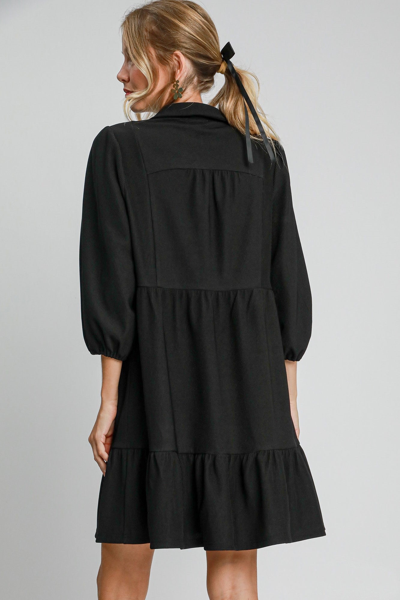 Black Ribbed Knit Dress