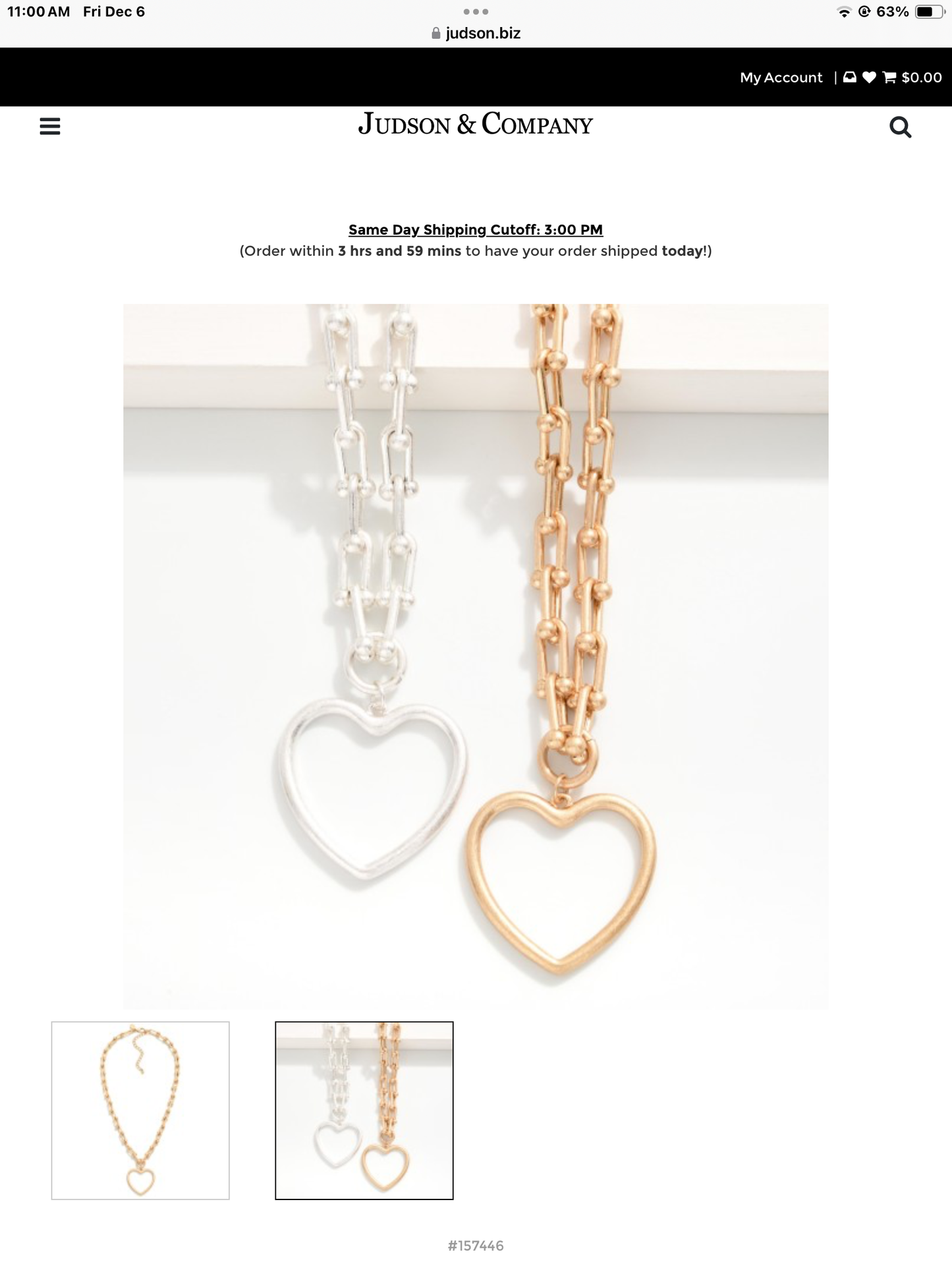 Hollow Heart U Link Necklace