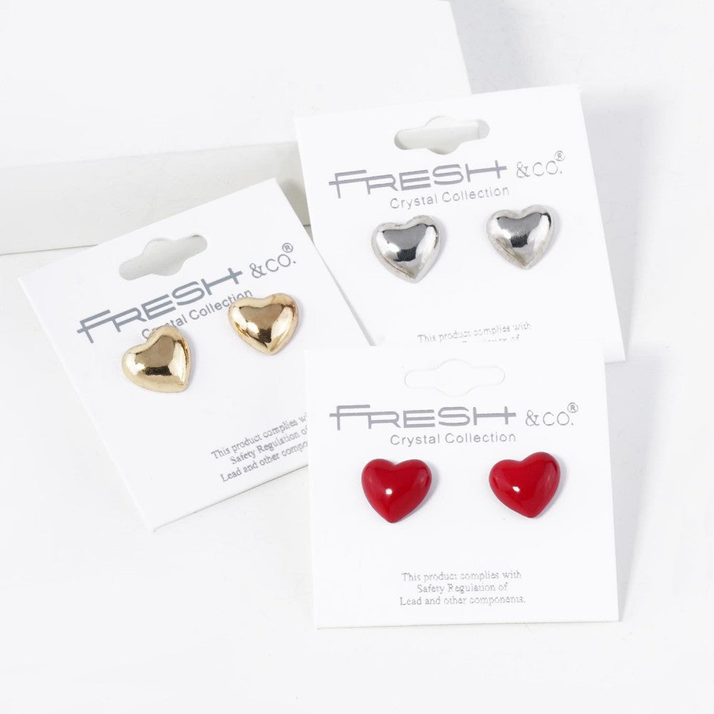 Puffy Heart Stud Earrings