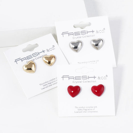 Puffy Heart Stud Earrings