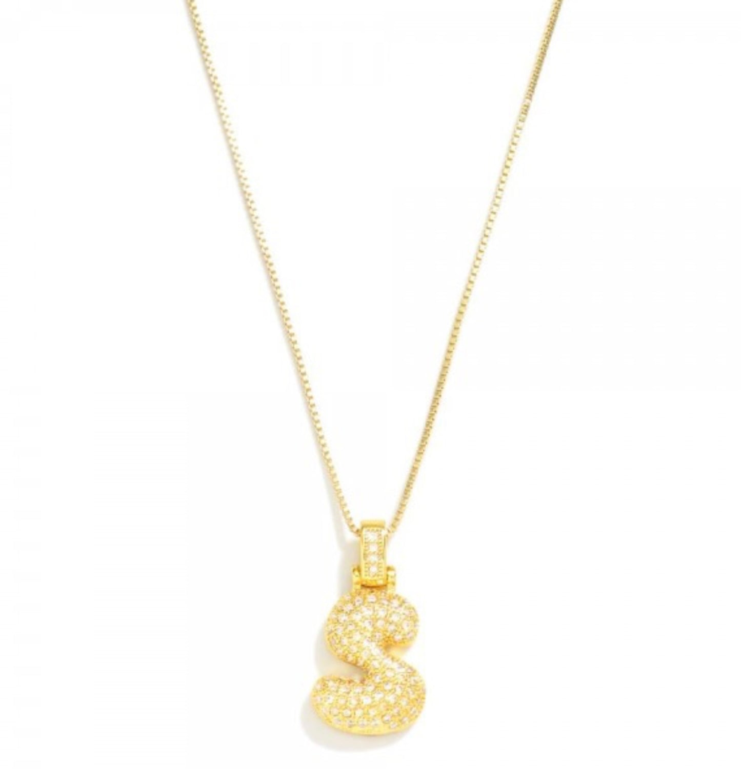 Rhinestone Bubble Initial Necklace