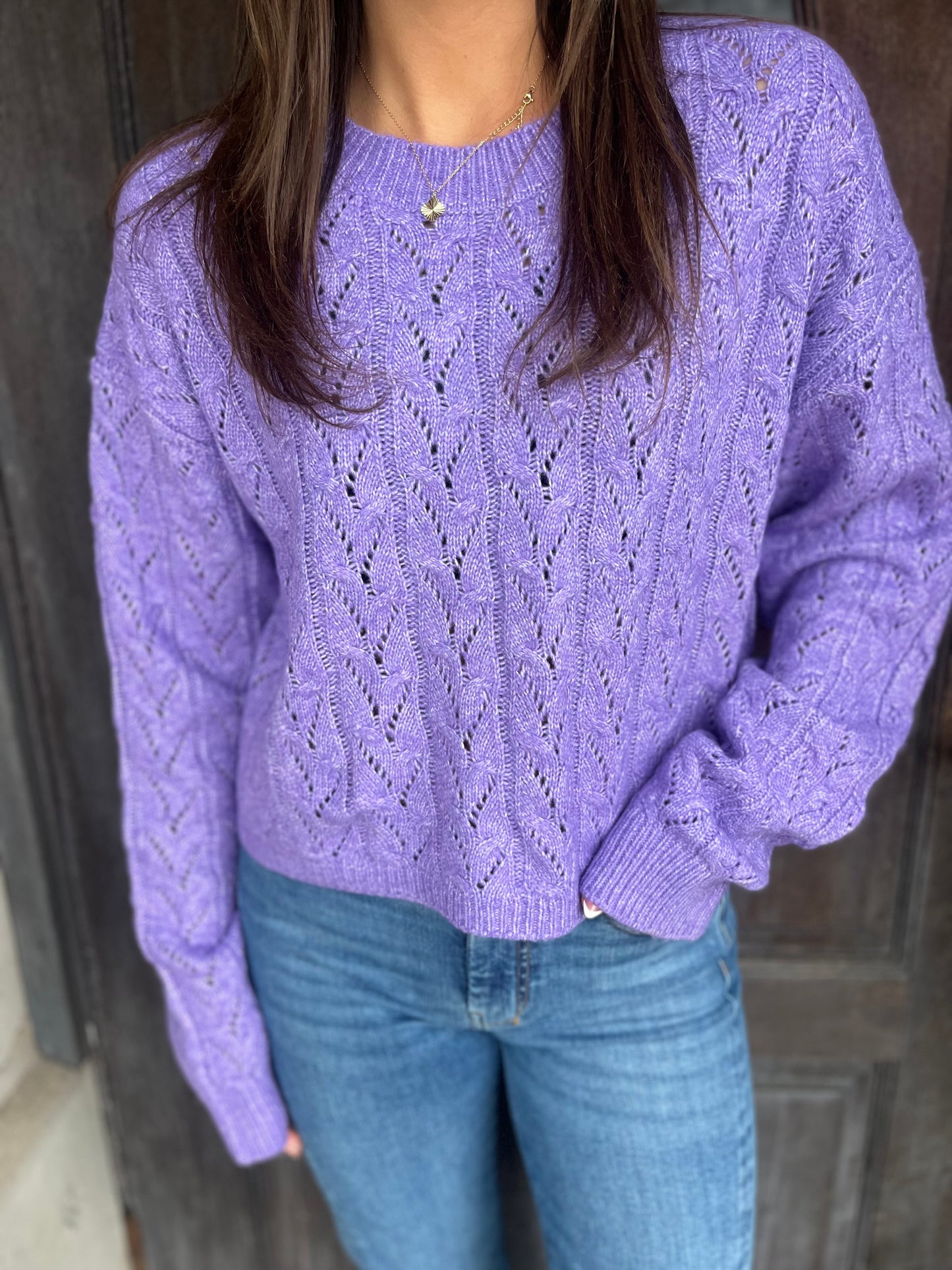 Cropped Cable Knit Sweater