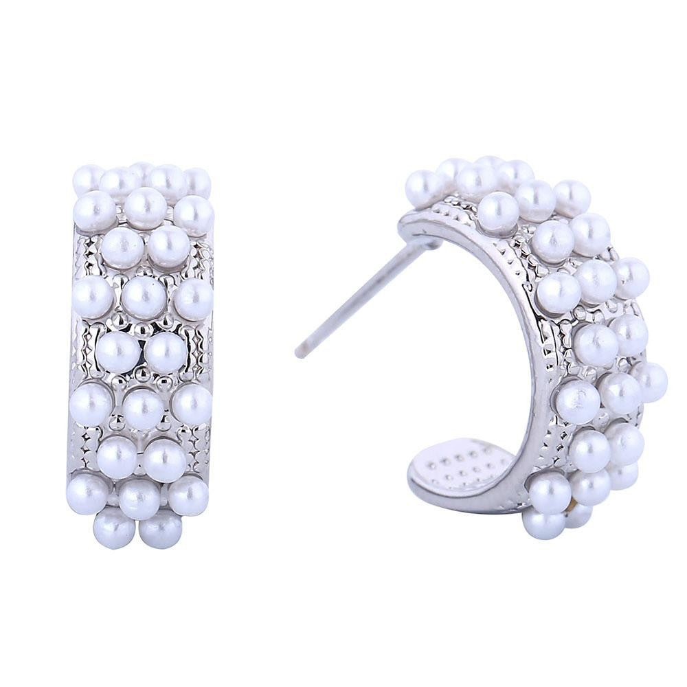 Pearl Studded Hoop Earrings