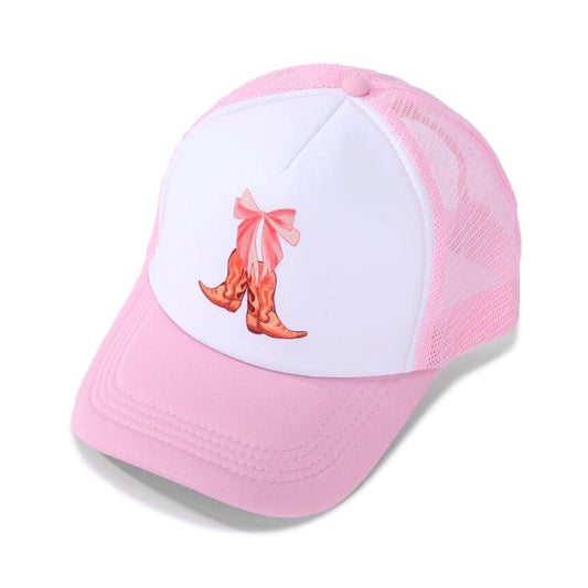 Cowgirl Boot Bow Trucker Baseball Cap