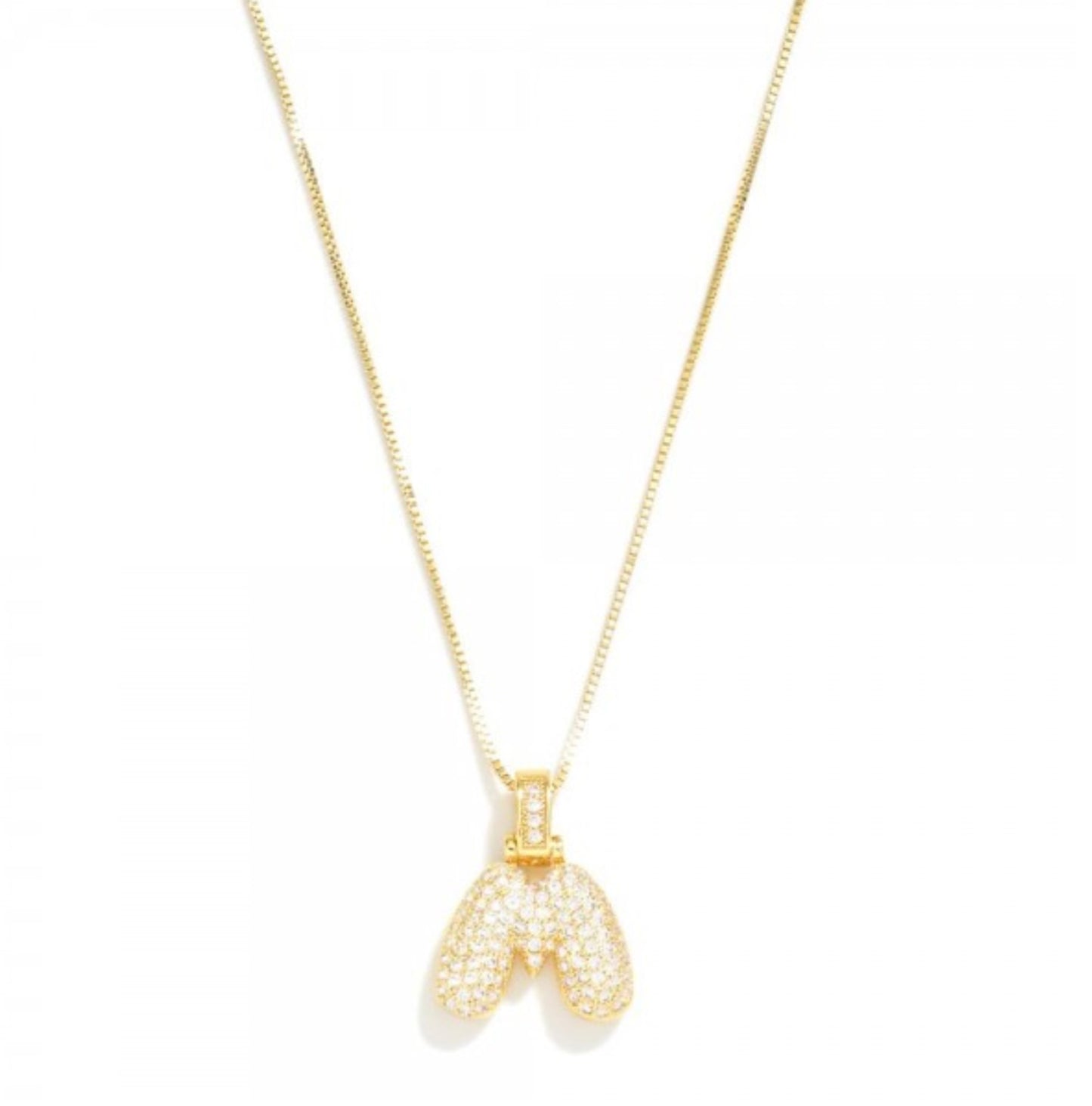 Rhinestone Bubble Initial Necklace