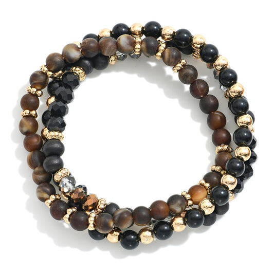 Natural Stone Set of 3 Bracelets