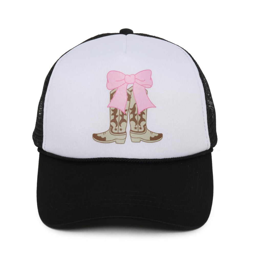 Cowgirl Boots & Bow Trucker Baseball Cap