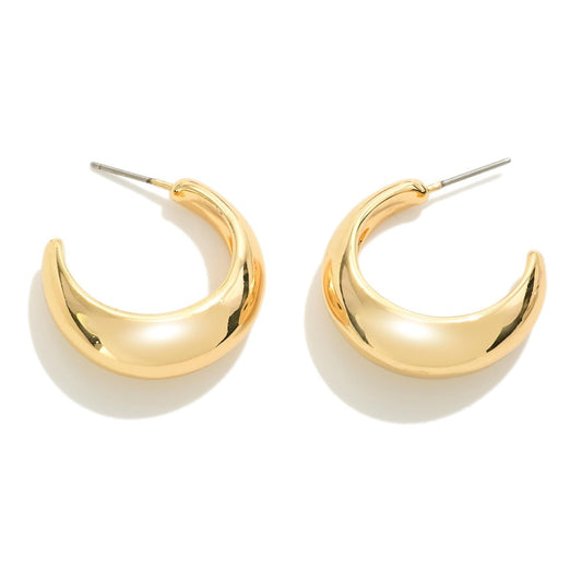 Tapered Metal Hoop Earrings