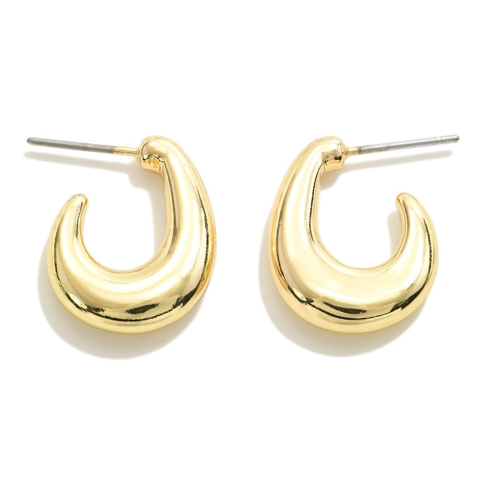 Simple Metal Curl Huggie Hoop Earrings