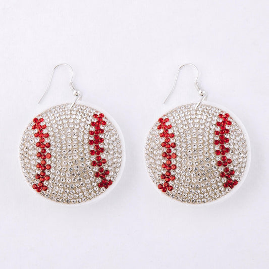 Dangly Rhinestone Baseball Earrings
