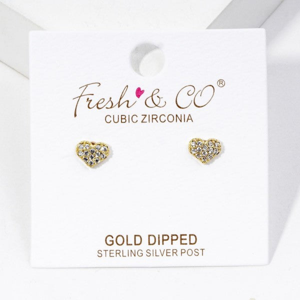 Cubic Zirconia Heart Stud Earrings