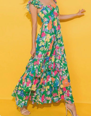 Green Floral Maxi Dress