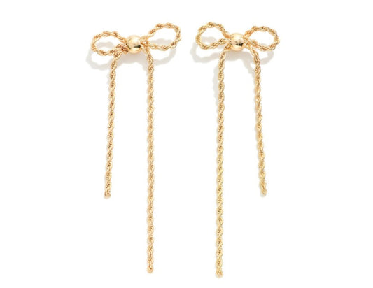 Rope Chain Bow Drop Earrings