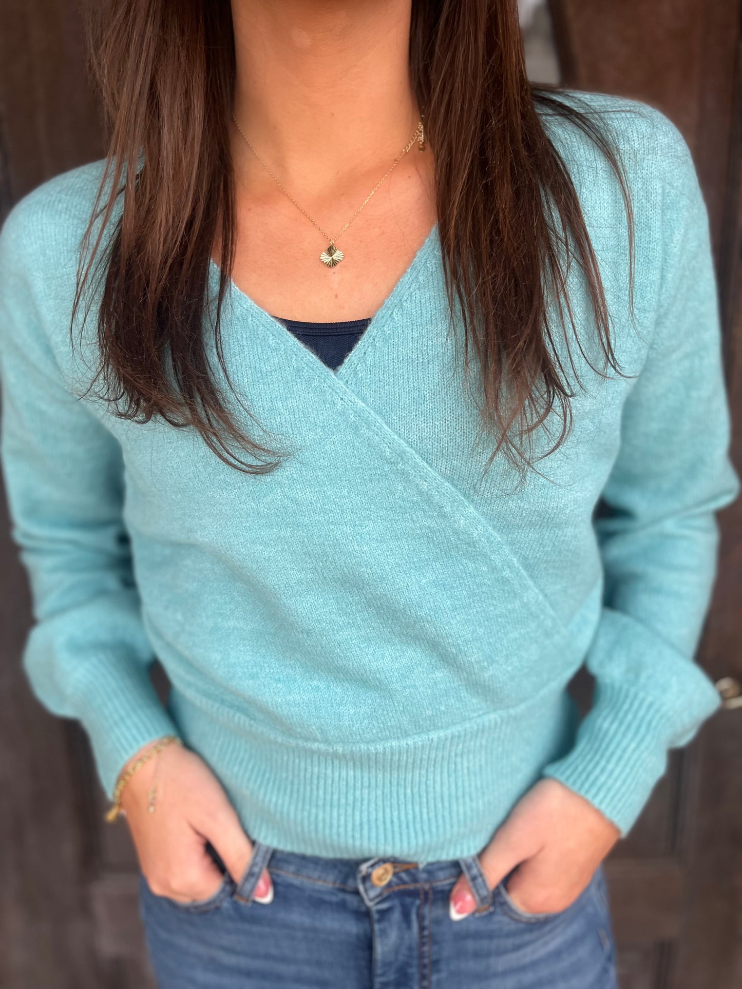 Surplice V Neck Sweater