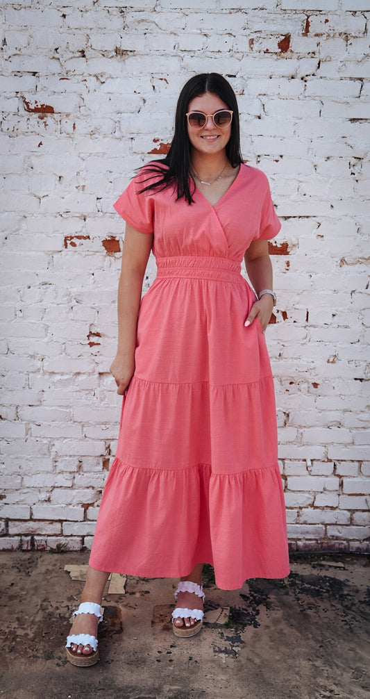 Coral Dolman Maxi Dress