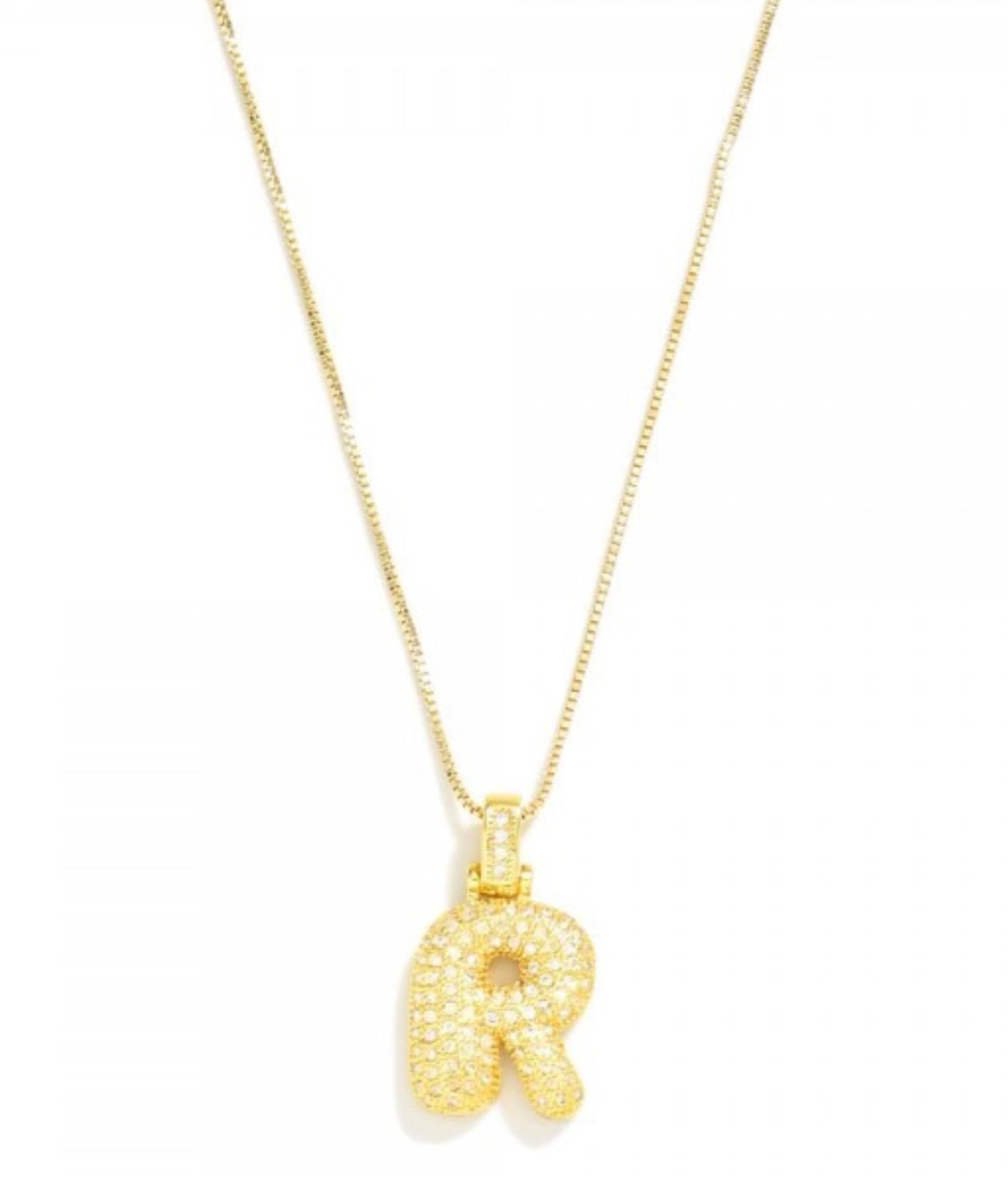 Rhinestone Bubble Initial Necklace