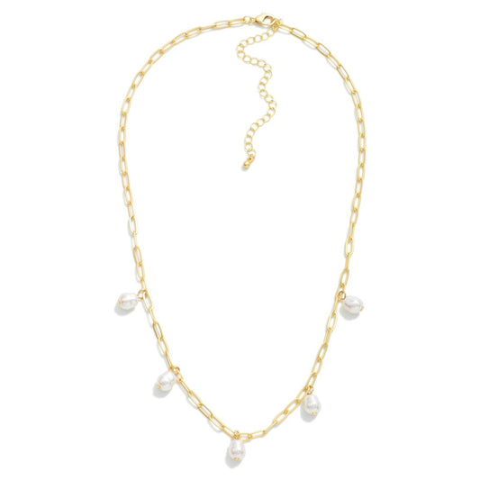 Matte Paperclip Pearl Necklace