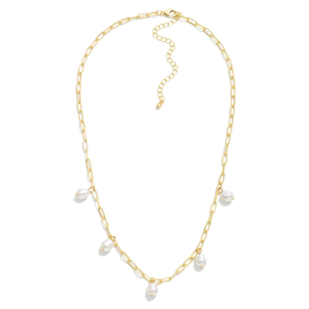 Matte Paperclip Pearl Necklace