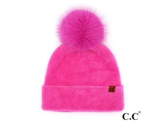 Plush Terry Chenille Pom Beanie