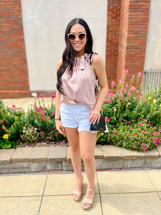 Leopard Tie Neck Top