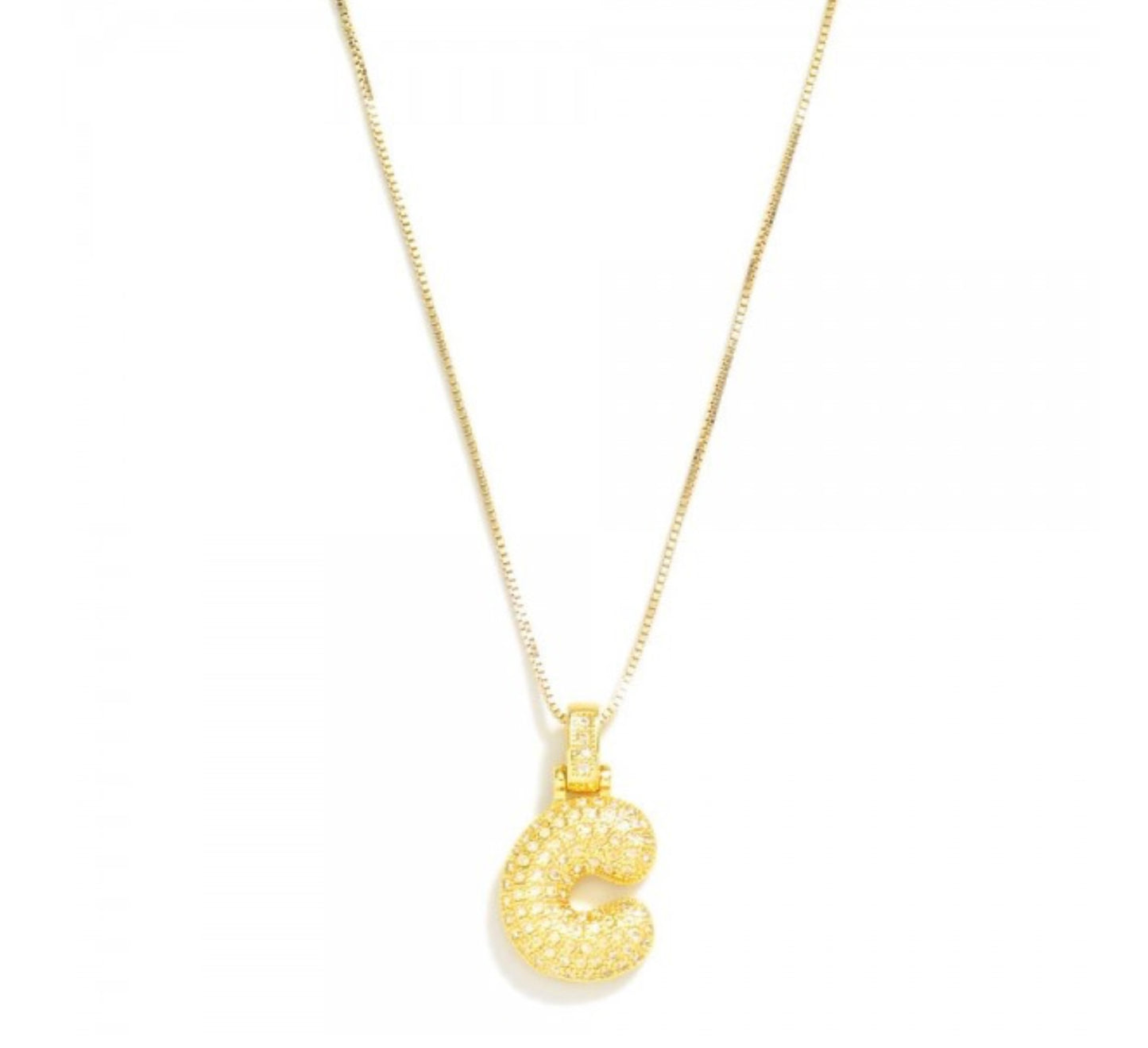 Rhinestone Bubble Initial Necklace