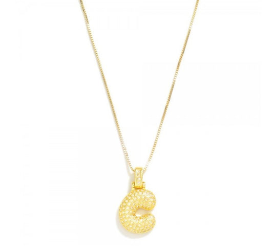 Rhinestone Bubble Initial Necklace