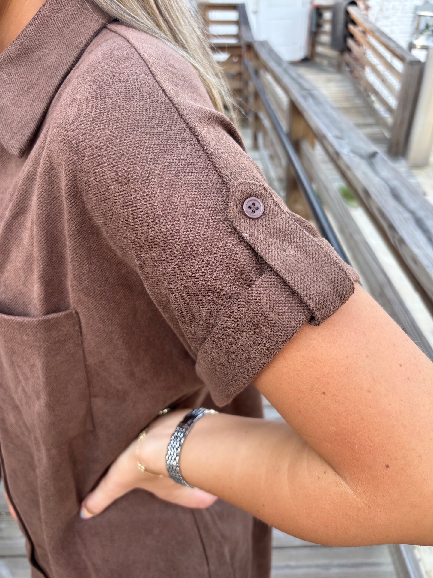 Suede Button Midi Dress