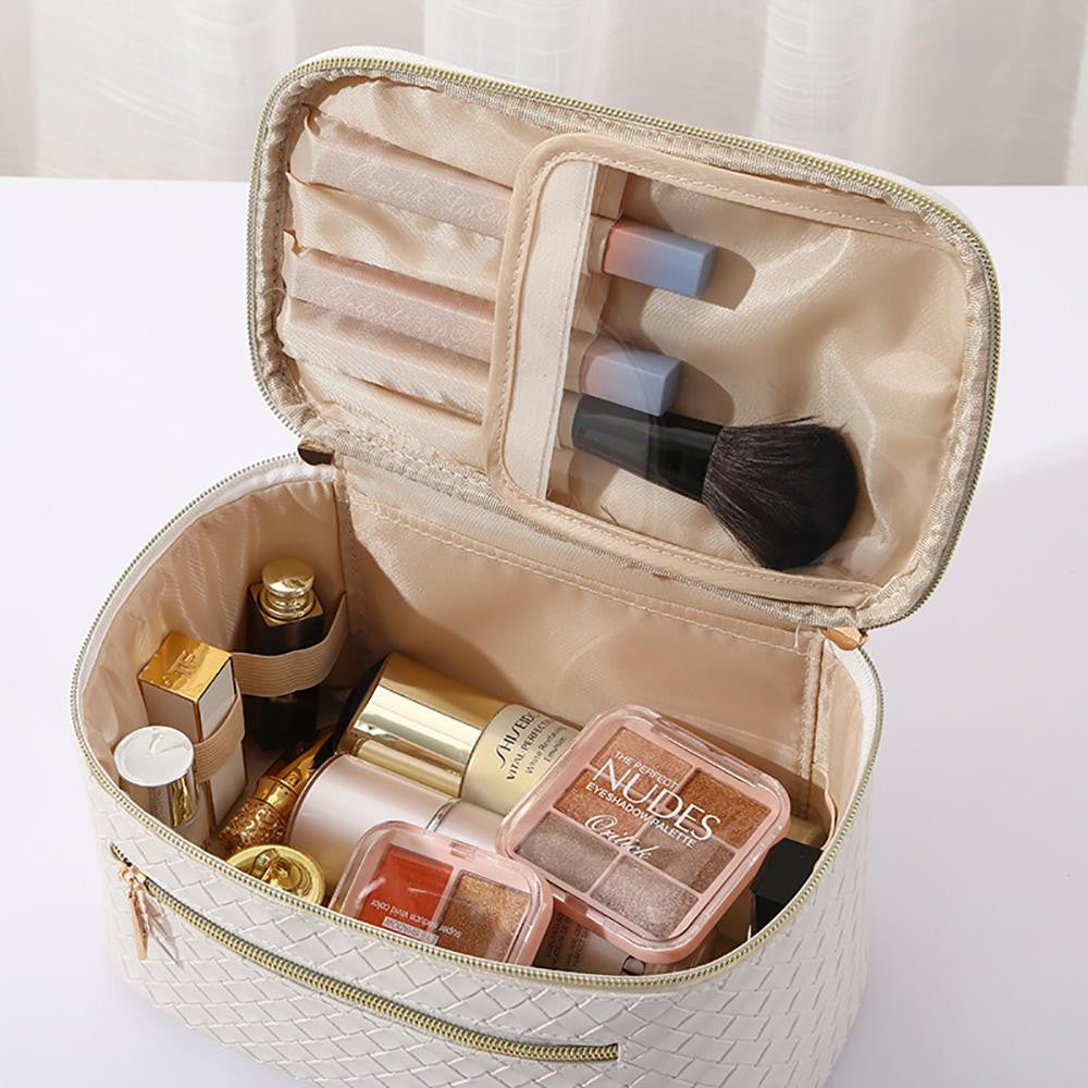 White Woven Makeup Case