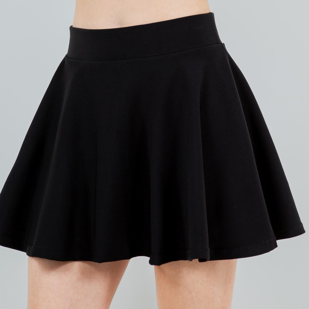 High Waist Scuba Flare Skort