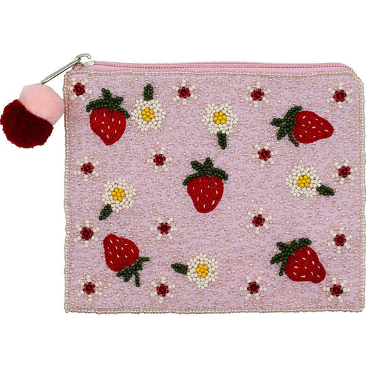 Floral Strawberry Beaded Bag