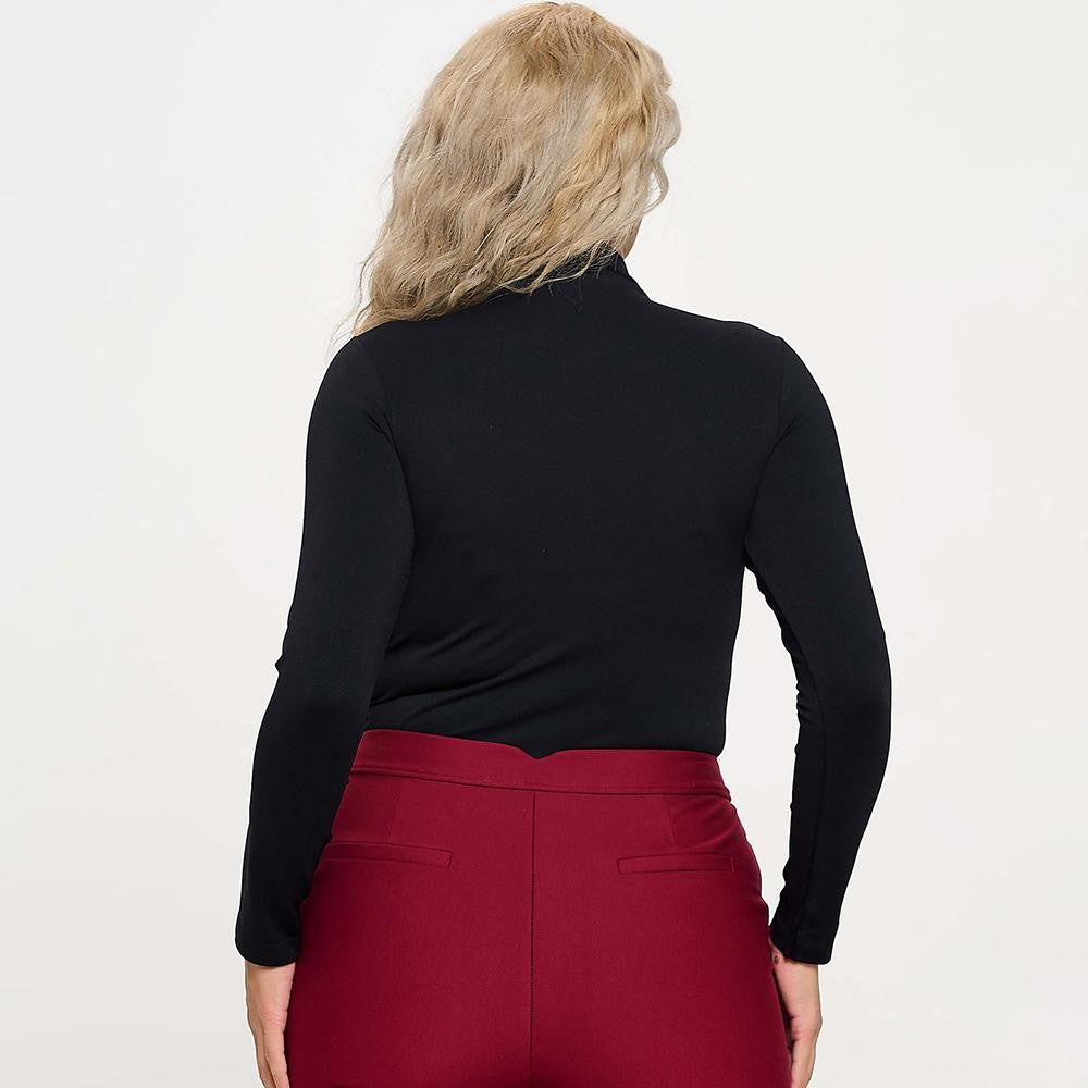 Black Mock Neck Long Sleeve Top