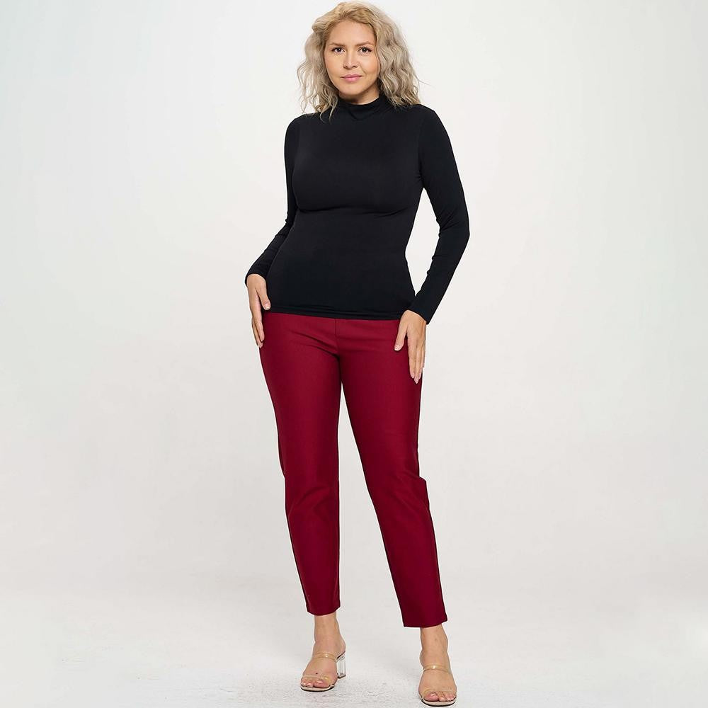 Black Mock Neck Long Sleeve Top