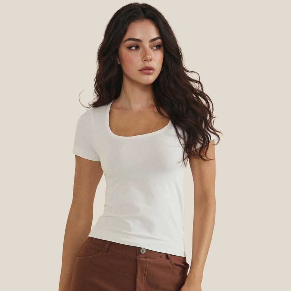 Scoop Neck Short Sleeve Top