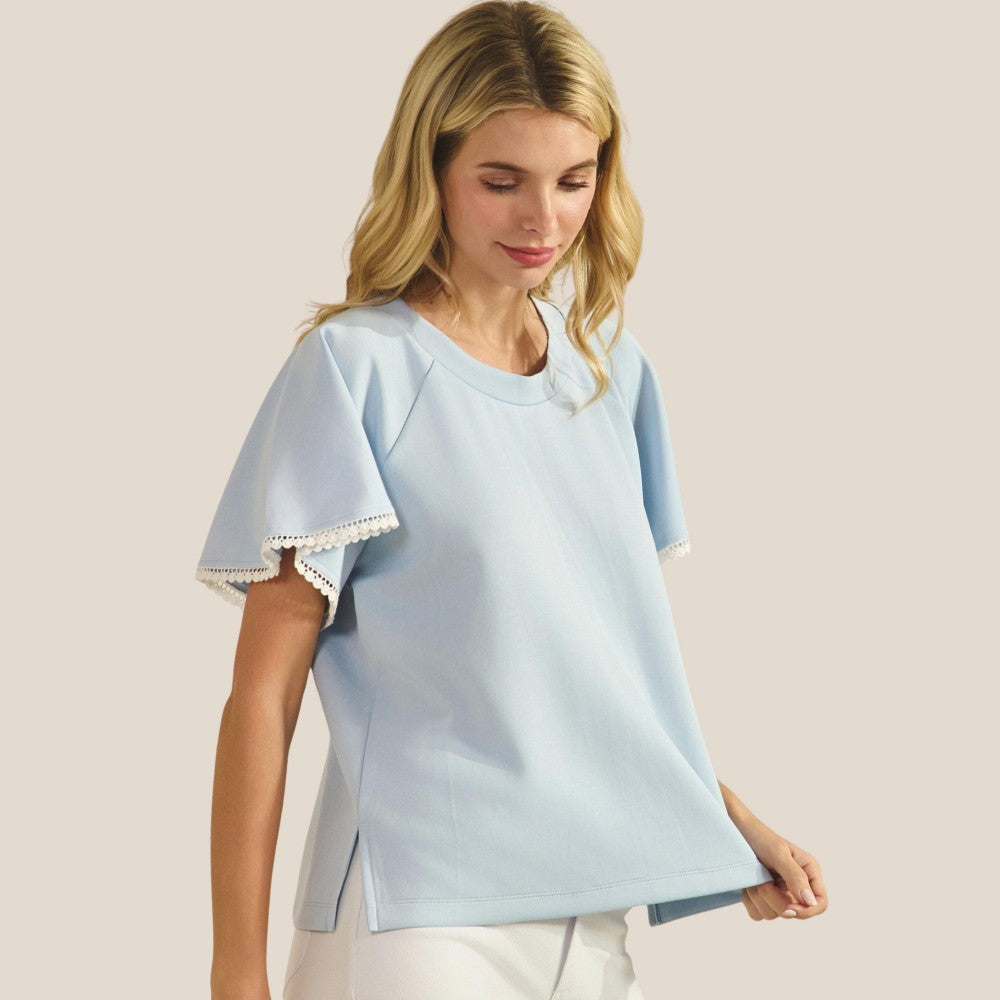 Flutter Sleeves Scuba Top