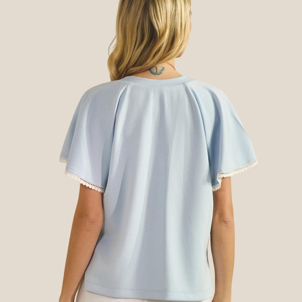 Flutter Sleeves Scuba Top