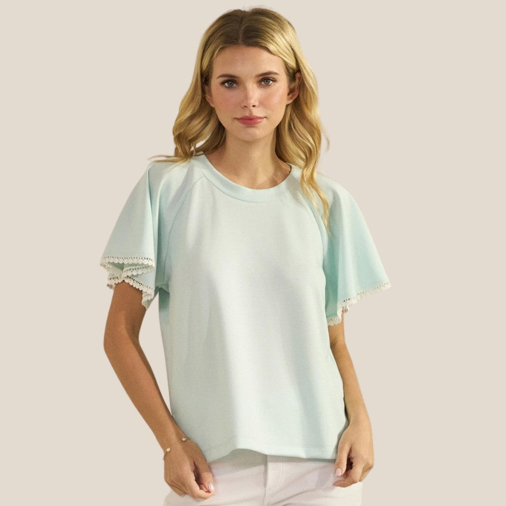 Flutter Sleeves Scuba Top