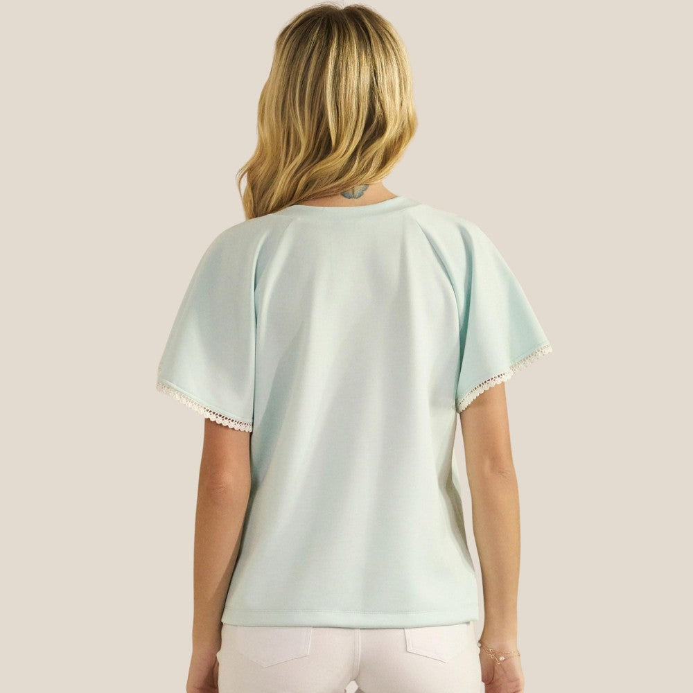 Flutter Sleeves Scuba Top