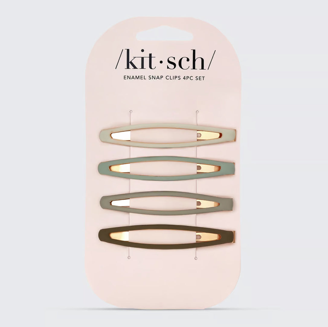 Kitsch Enamel Elongated Snap Clips - Eucalyptus