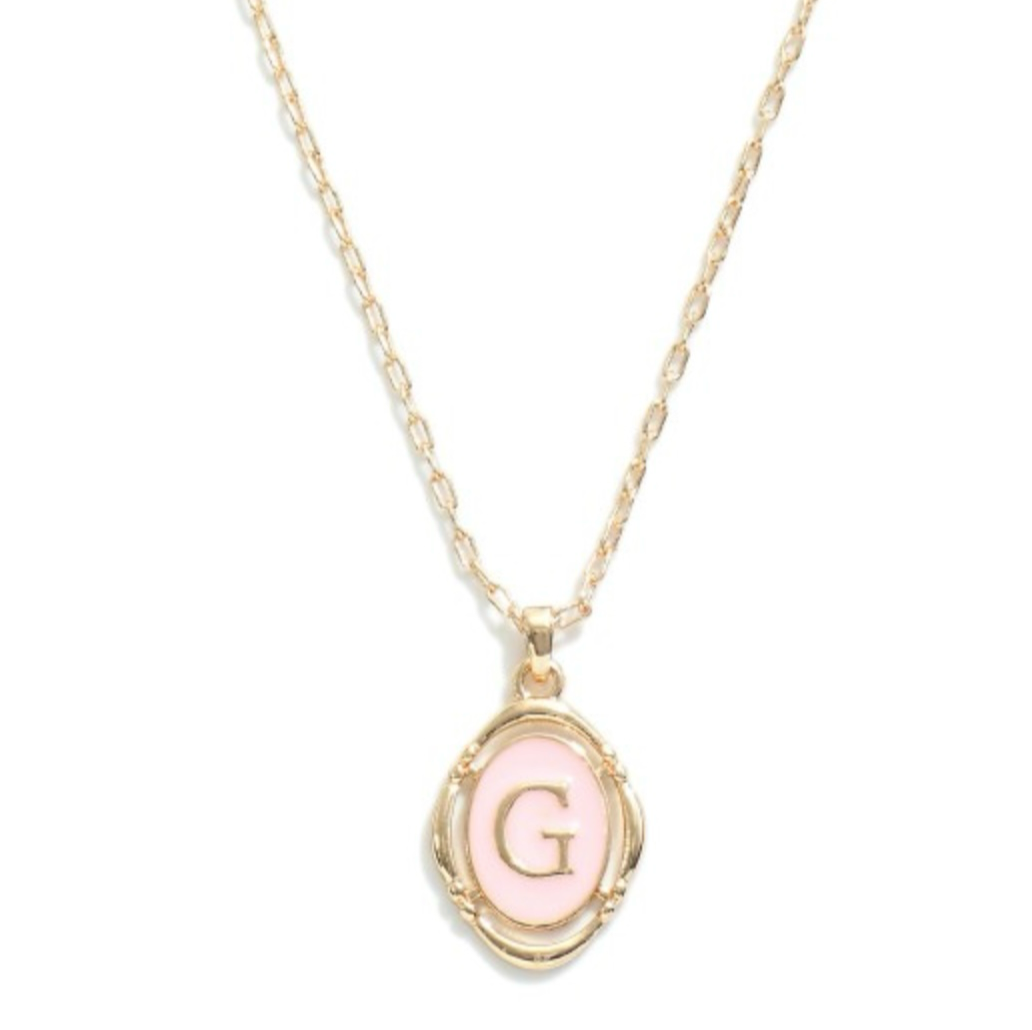 Light Pink Dainty Initial Necklace