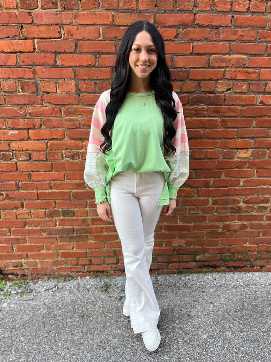 White HW Slit Bootcut Jeans