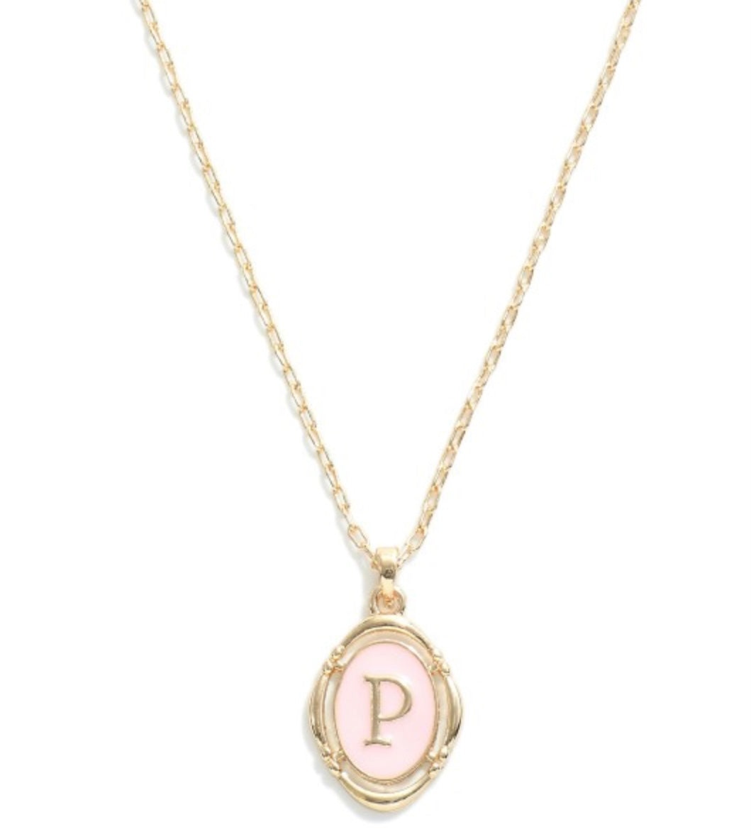 Light Pink Dainty Initial Necklace